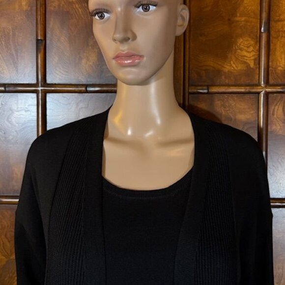 Marla Wynne Black Ribbed Inserts High Side Slits Cardigan - Picture 7 of 15